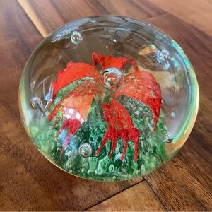 Vintage Art Glass Ice Pick Flower Paperweight